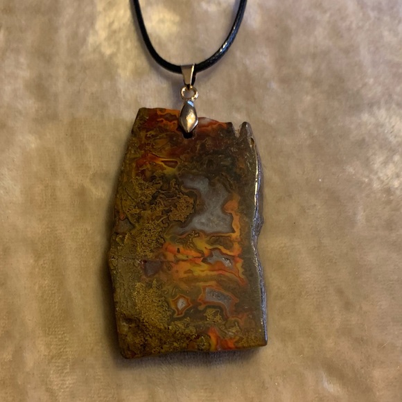 Natural Zhanguo Warring States Red Agate Slab Pendant & Black Cord Neckl… - Picture 8 of 8